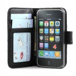 Wholesale iPhone 4S / 4 Square Flip Leather Wallet Case  (Black)